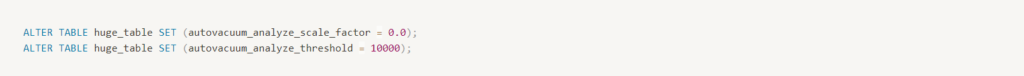 개별 테이블에 autovacuum analyze 파라미터 수정