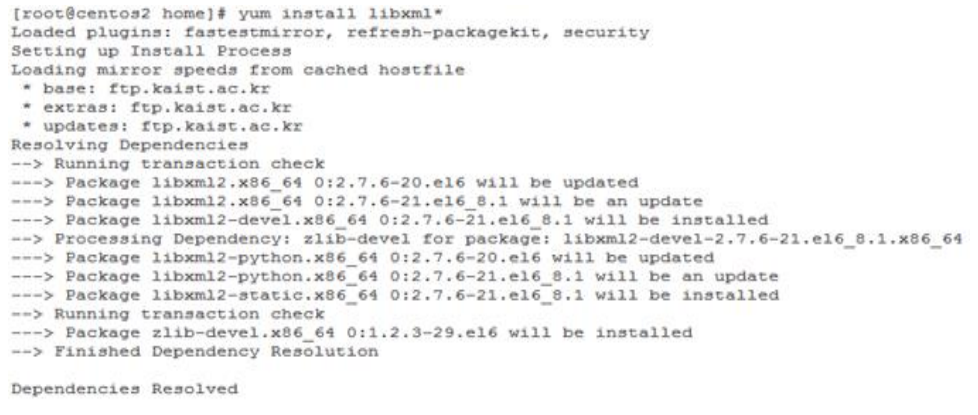 libxml 패키지 미설치 해결 예시
